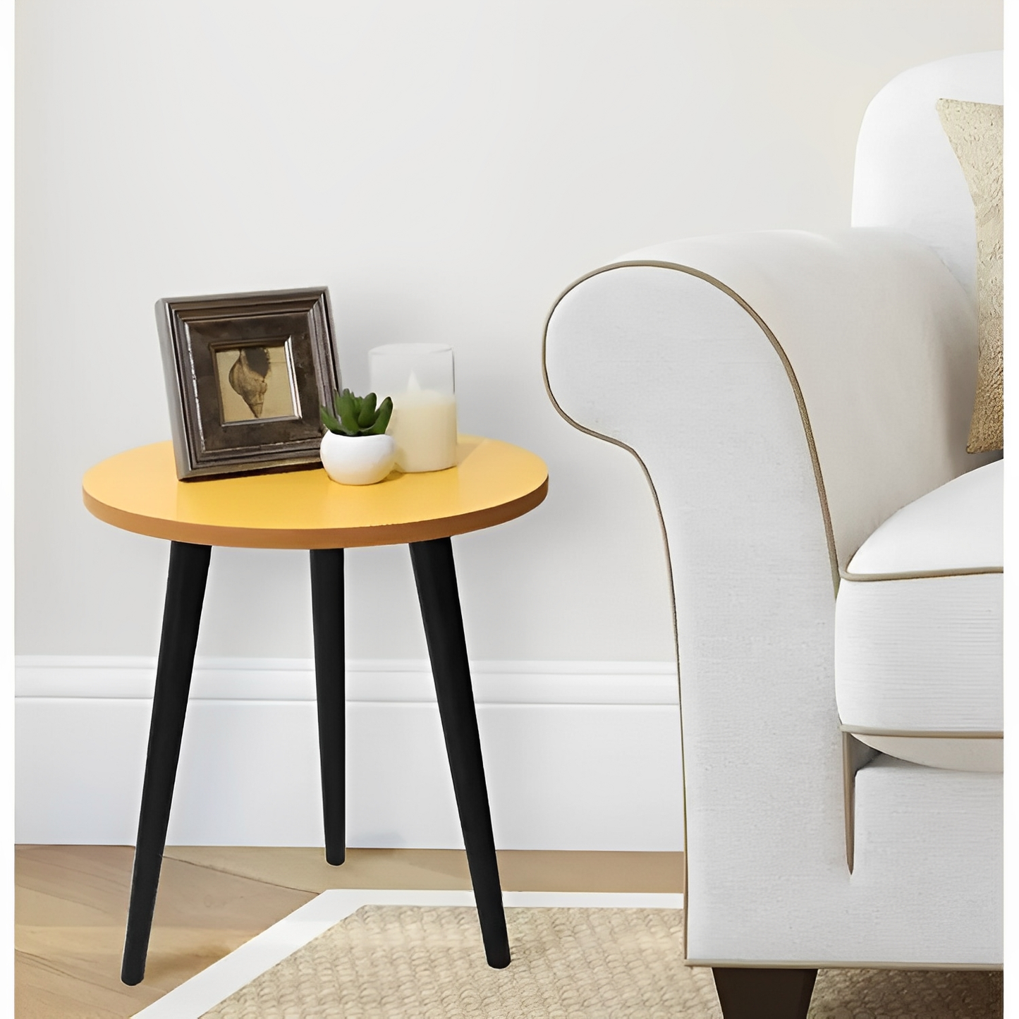 Side & Coffee table (16 Inches Top & 20.5 Inches Height ) with solid wooden legs