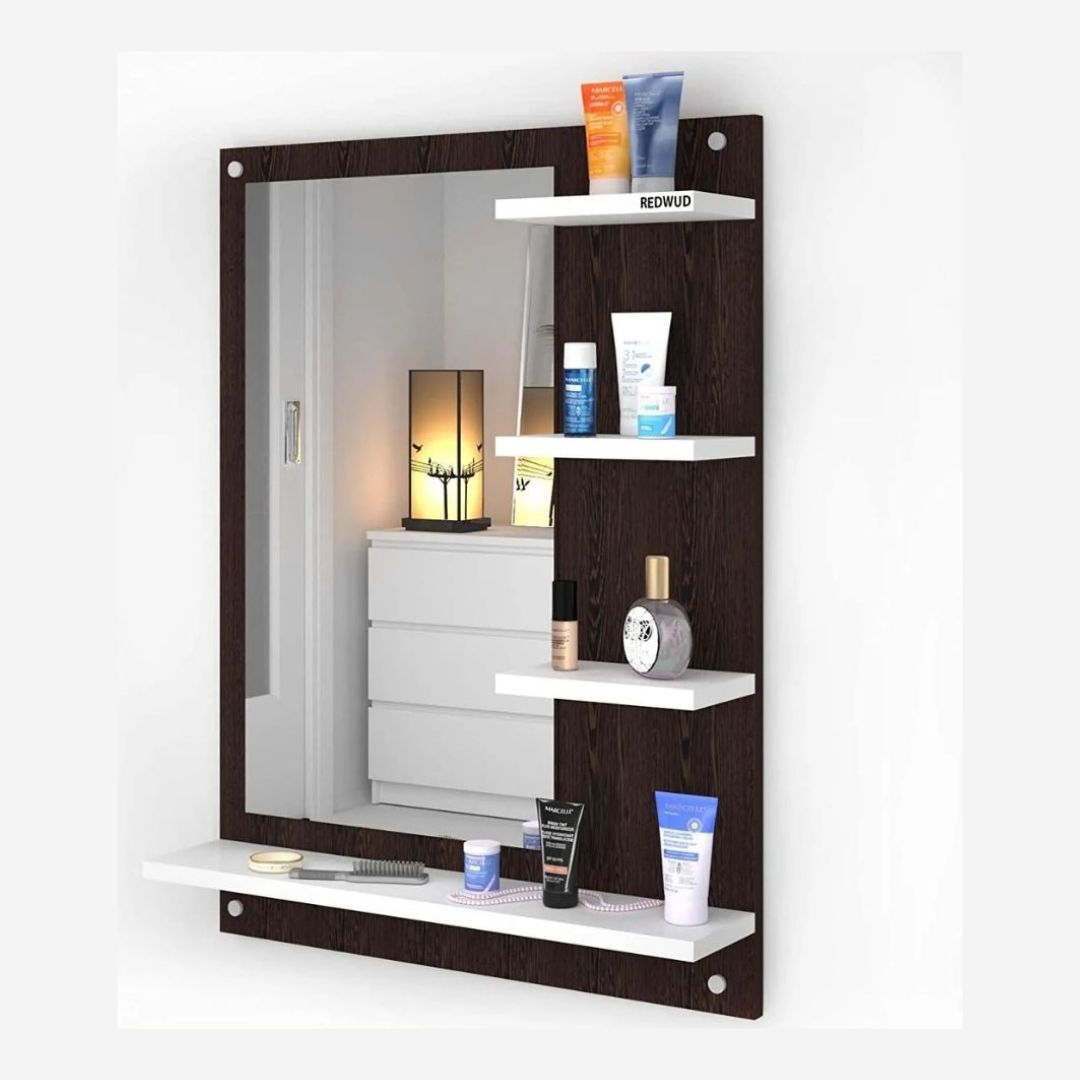 Wall Mounted Dressing Table Wall ( Mirror With Shelves )