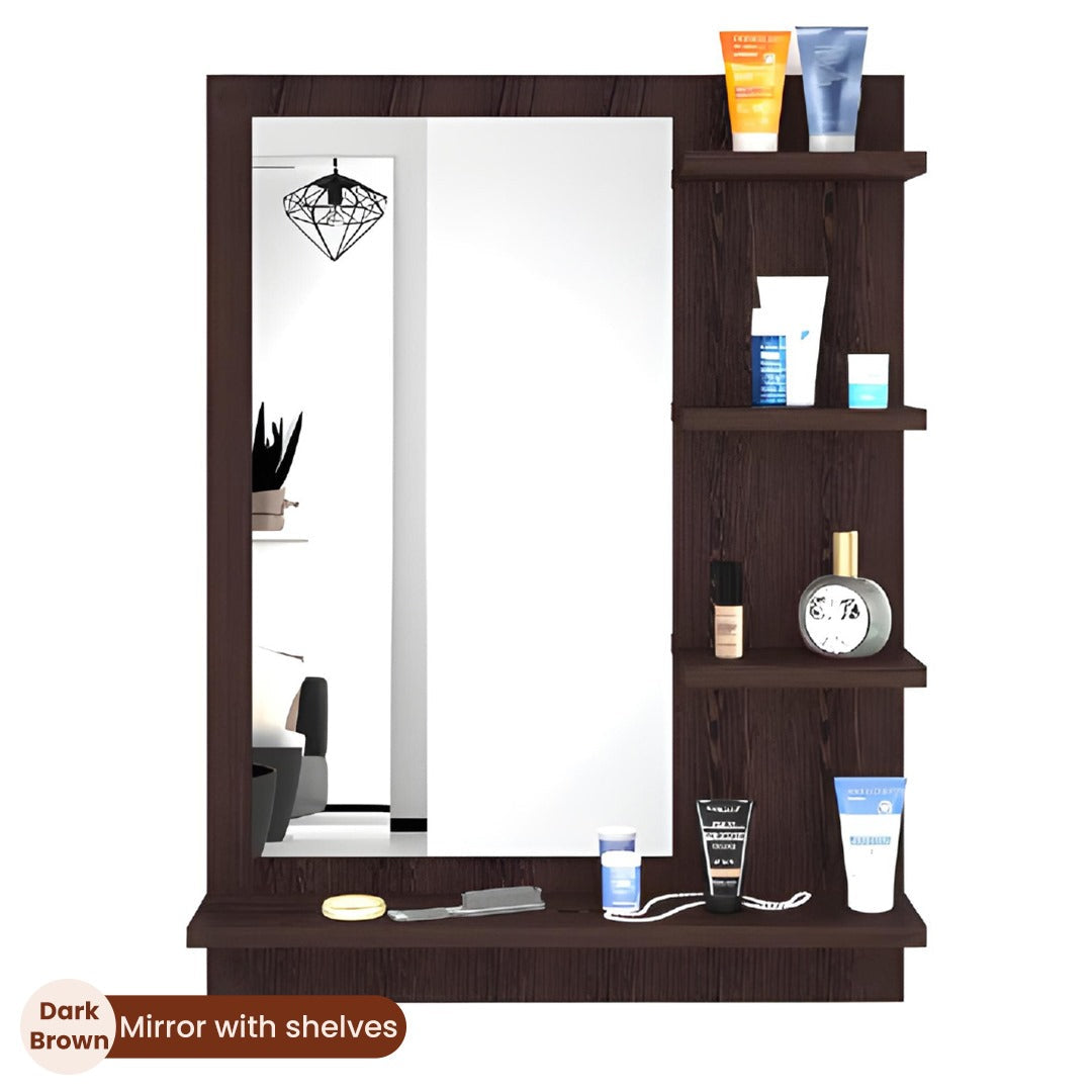 Wall Mounted Dressing Table Wall ( Mirror With Shelves )