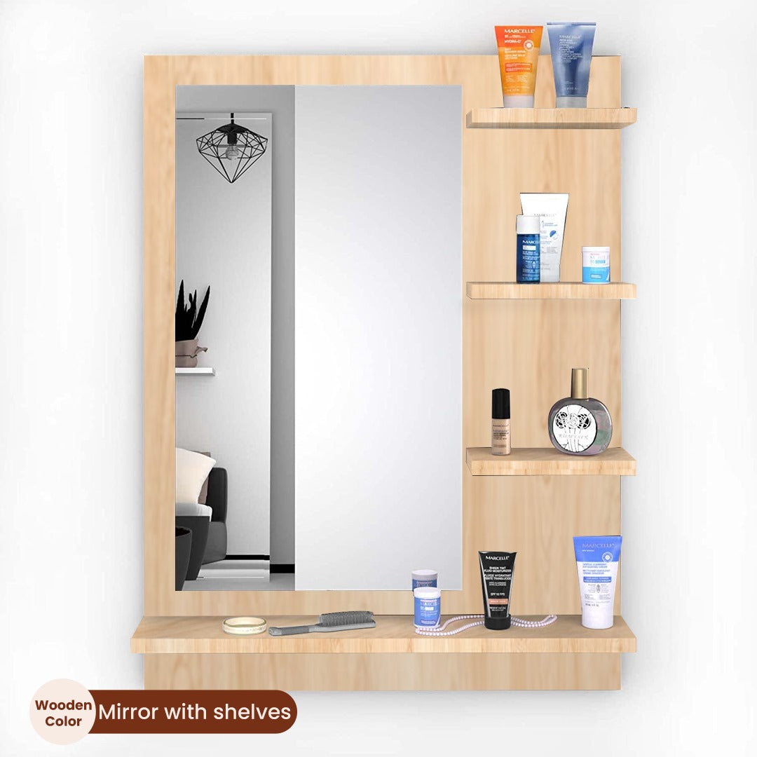 Wall Mounted Dressing Table Wall ( Mirror With Shelves )
